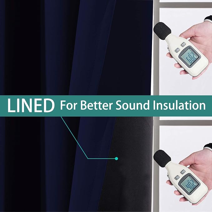 Yakamok 100% Blackout Thermal Insulated Grommet Curtains, Noise Reducing - Image 4