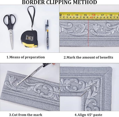 CRASPIRE 82 x 3 Crown Molding Peel and Stick 3D Flexible Foam Wall Trim Silver - Image 5