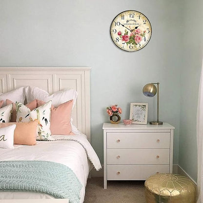 Home Clock 14 Inch Silent Non-Ticking Quartz Movement Wooden Wall Clock Round - Image 7