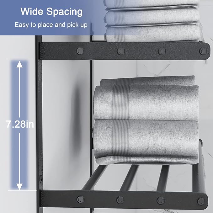 Hotel Towel Racks for Bathroom Wall Mounted, BETHOM Towel Shelf for Bathroom - Image 4