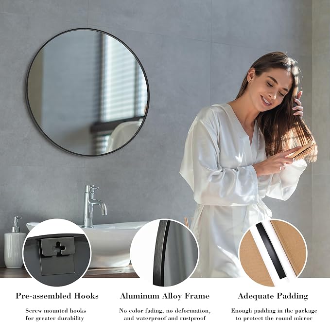 Sweetcrispy 24 Inch Round Wall Mirror - Image 5