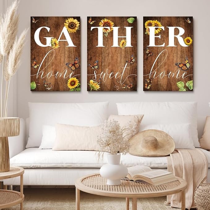 GUBIYU Farmhouse Dining Room Wall Art Gather Signs - Image 3
