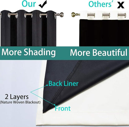 Yakamok 100% Blackout Curtains for Bedroom, Thermal Insulated Double Layer - Image 5