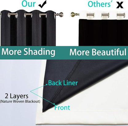 Yakamok Extra Wide 100% Blackout Full Shading Curtains - Image 5