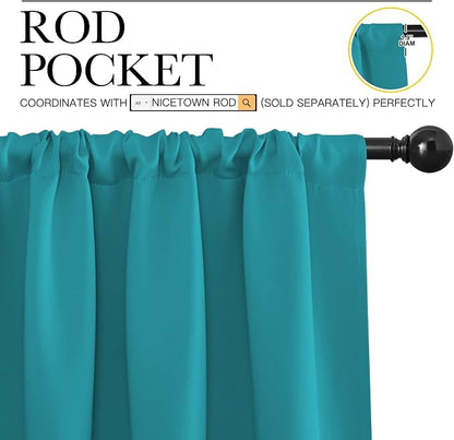 NICETOWN Blackout Curtains for RV Windows, Peacock Blue, 2 Panels, Room - Image 2