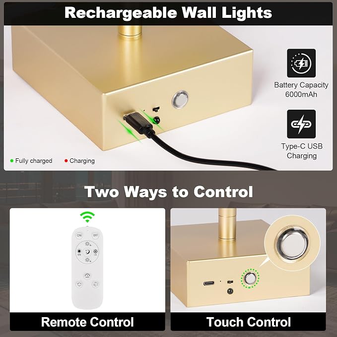 Battery Operated Wall Sconce Set of Two - Image 5