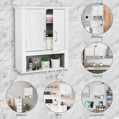 VINGLI Bathroom Wall Cabinet 21"x8.5"x25" Modern White Medicine Wall Mount - Image 7