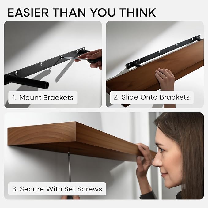 Homeforia Walnut 18 inch Floating Shelf, High End Solid Real Wood 18inch - Image 5