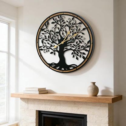 Micasso Farmhouse Large Wall Clock: 24 Inch Rustic Tree of Life Metal - Image 3