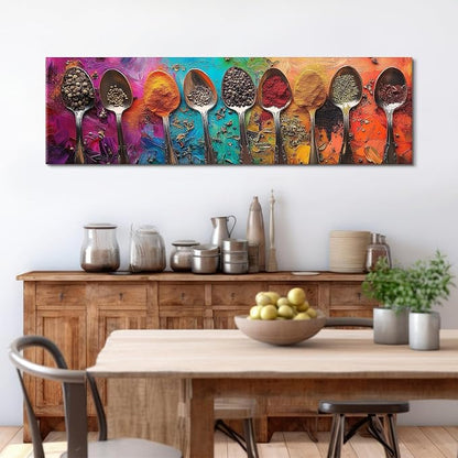 Colorful Spices Seasoning Spoon Canvas Wall Art Kitchen Wall Decor Large - Image 6