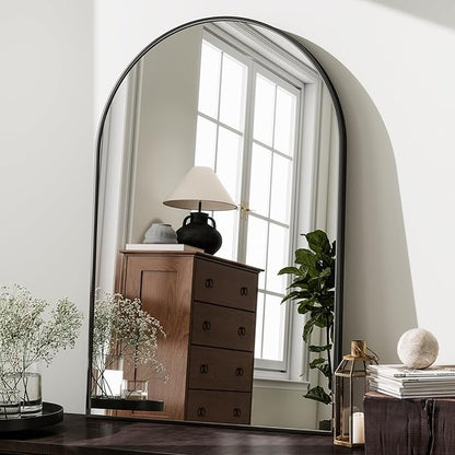 HARRITPURE Arched Wall Mirror 24"x36" – Black Metal Frame Vanity Mirrors - Image 2