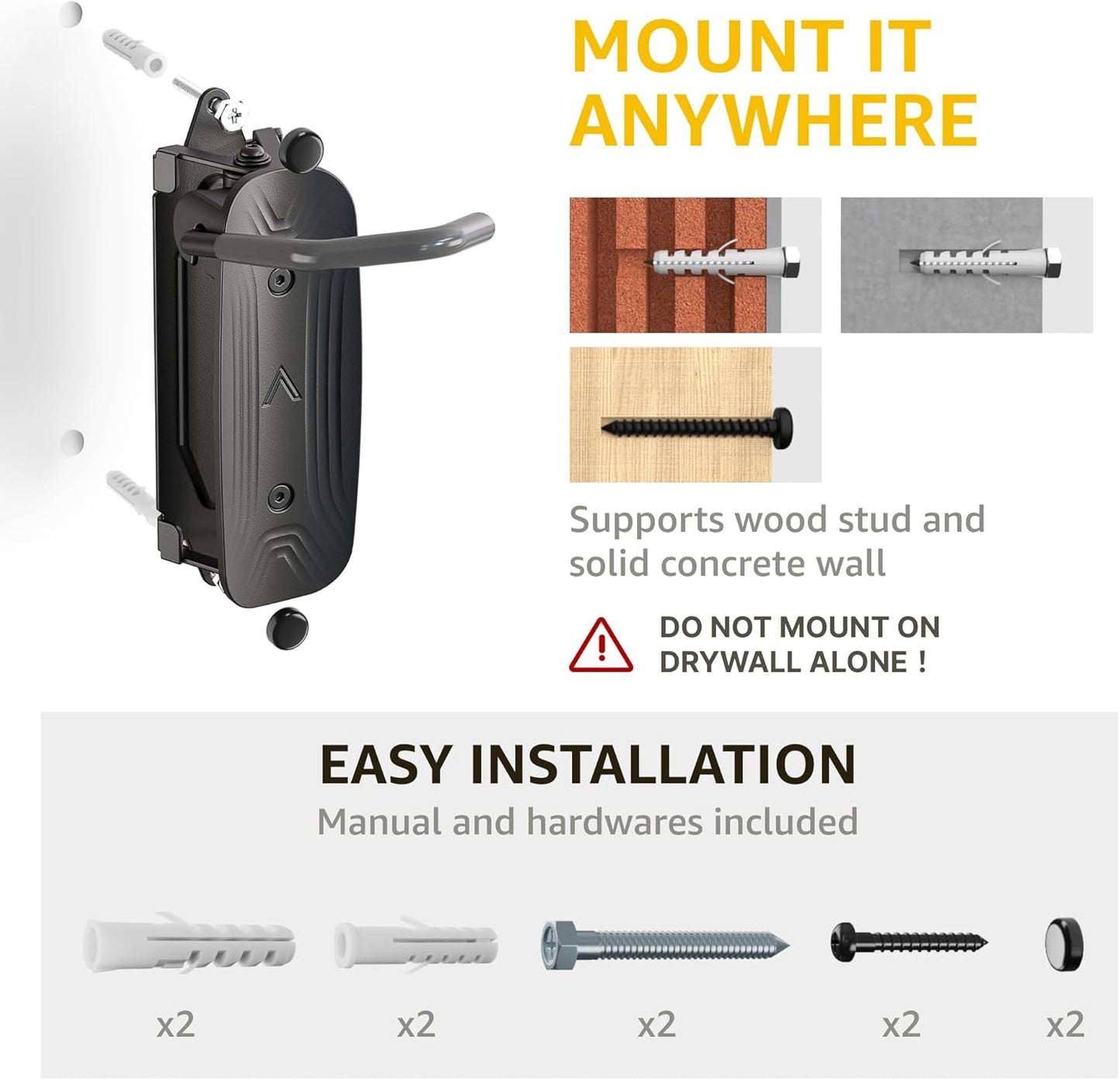 monTEK Swivel Bike Wall Mount – 4 Pack Garage Bike Hanger & Space-Saving Vertical Bike Rack for Garage & Apartment, Sturdy Bike Storage Hook Holds 66 lbs, Easy Installation & Scratch-Proof Design