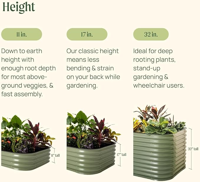 Vego garden 17" Tall 42" Round Raised Garden Bed Metal Raised Bed Planter Box for Vegetables Flowers Patio, Pearl White