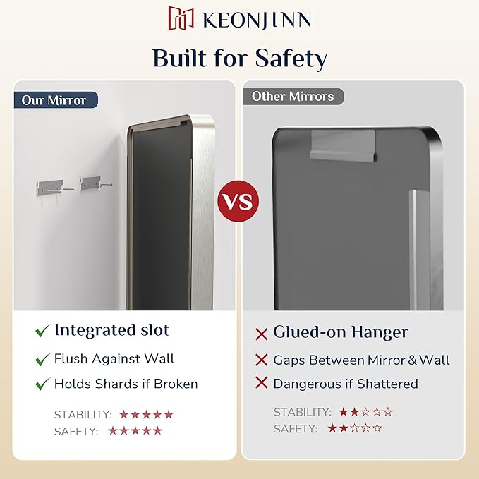 Keonjinn 24 x 30 Inch Brushed Nickel Bathroom Mirrors - Image 6