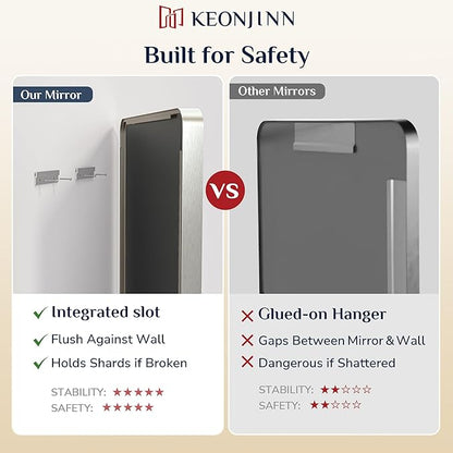 Keonjinn 24 x 30 Inch Brushed Nickel Bathroom Mirrors - Image 6