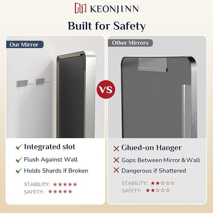 Keonjinn Brushed Nickel Wall Mirror, 36 x 36 Inch Large Square Silver Bathroom - Image 9