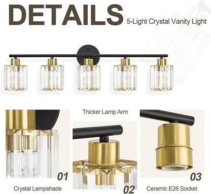 Crystal Bathroom Light Fixtures, Bathroom Lighting Fixtures Over Mirror - Image 4