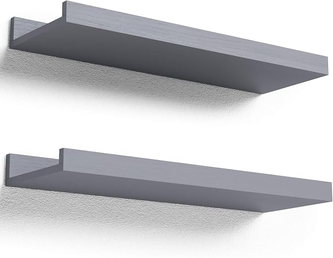 Boswillon Floating Shelves for Wall, Wall Shelves Set of 2, Bedroom Shelves by Boswillon