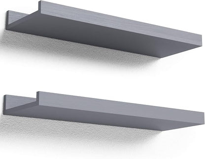Boswillon Floating Shelves for Wall, Wall Shelves Set of 2, Bedroom Shelves by Boswillon