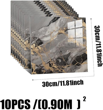 10pcs Peel and Stick Tile Shower Waterproof Marble Tiles Wall Panels, - Image 3