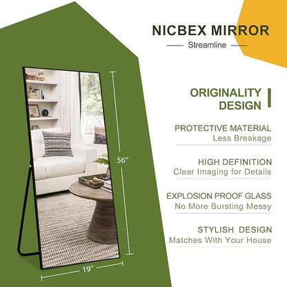 NicBex Full Length Mirror with Stand, Shatter-Proof Glass - Image 5