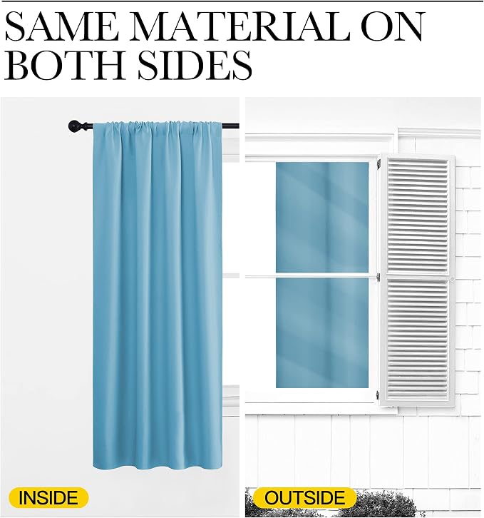 NICETOWN Window Curtains for Bedroom, Teal Blue, 2 Panels, W42 x L48 -Inch - Image 5