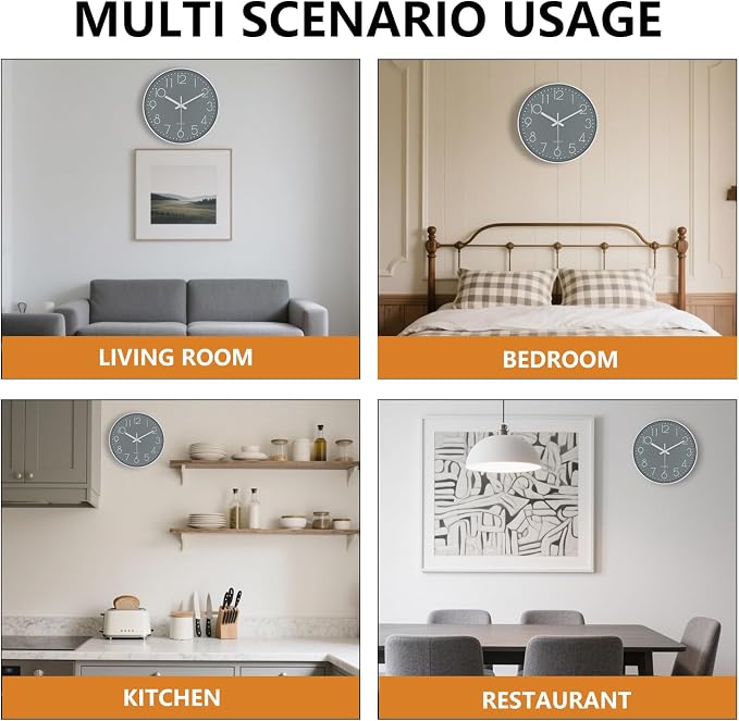 Wall Clock, Silent Wall Clocks Battery Operated 10 Inch Modern Non Ticking - Image 7