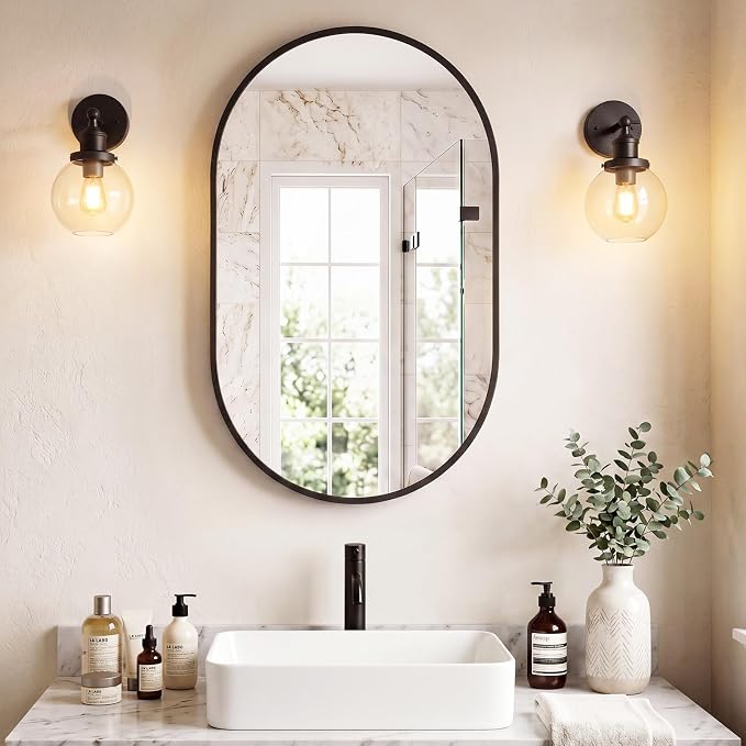 DUMOS 20" x 30" Oval Bathroom Mirror, Tempered Glass, Morden Vanity Mirror - Image 7