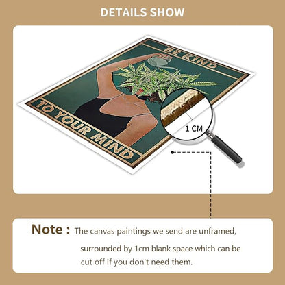 Vintage Be Kind To Your Mind Poster Mental Health Quote Canvas Wall Art Posters - Image 3