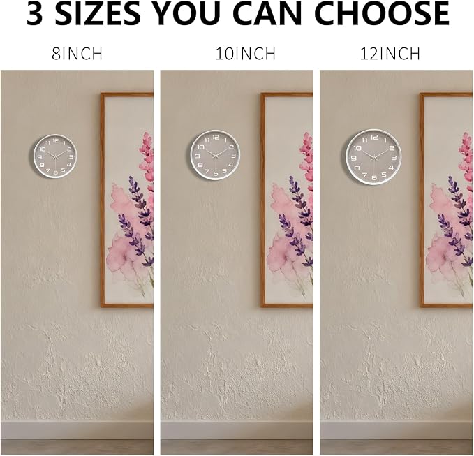 Silent Wall Clock with Large Numbers, 10 Inch Battery Operated Analog Clock - Image 9