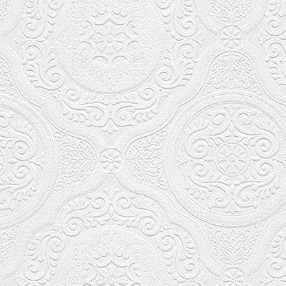 Manhattan Comfort Carter Series Vinyl Textured Paintable Floral Scroll Boarded by Norwall