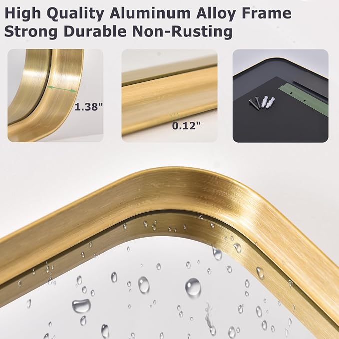 Easly 30 x 22 Inch Gold Bathroom Mirror - Image 4