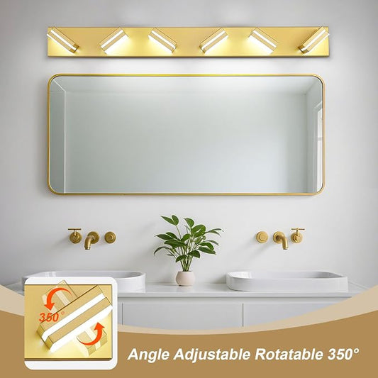 Modern LED Bathroom Lights Fixtures 6-Light, Metal Gold Acrylic Wall Lighting - Image 2