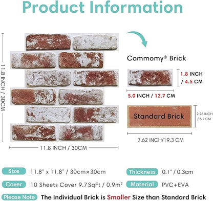 Commomy Faux Brick Peel and Stick Wall Panels - Image 4
