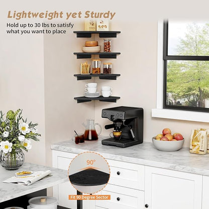 Forbena Black Floating Corner Bookshelf - Image 6