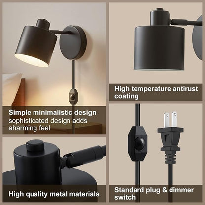 LIGHTESS Plug in Wall Sconces Set of 2 - Image 5