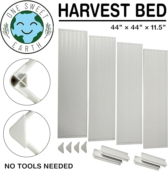 Raised Garden Bed - 4x4 ft Planter Box - White HDPE - No Tools Needed - DIY Kit for Urban Gardening, Flowers, Herbs & Vegetables - Made in The USA