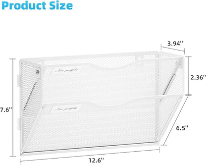 Marbrasse Wall File Holder 2-Tier Hanging Wall File Organizer, Mesh Mail Holder - Image 4