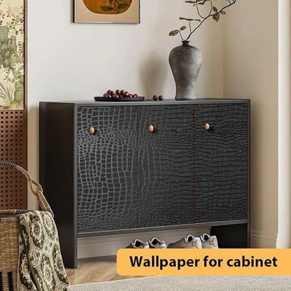 Arthome 17"×393" Black Crocodile Peel and Stick Wallpaper, Charcoal Black - Image 5