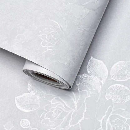 White Wallpaper Silk Embossed Floral White 393inL 17.7inWContact Paper by VisitTheLativo