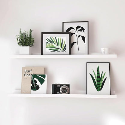 White Floating Shelves for Wall Decor, Long Wall Mounted Storage Shelf for by Unknown