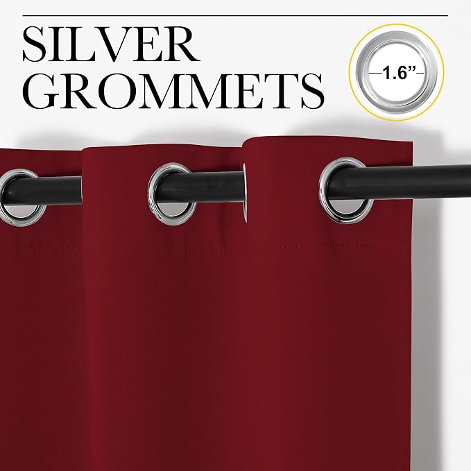 NICETOWN Christmas Burgundy Window Curtains Blackout Drapes, Thermal Insulated - Image 3