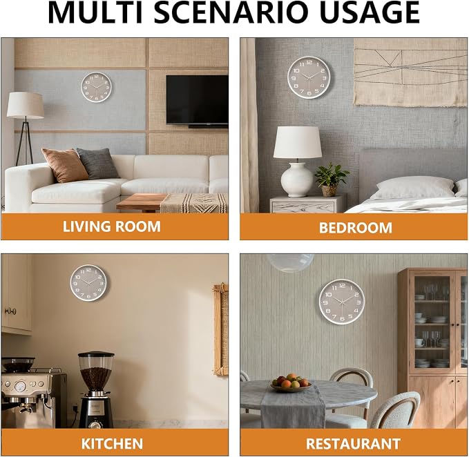 Modern Wall Clocks Battery Operated, 12 inch Silent Non Ticking Analog Clock - Image 8