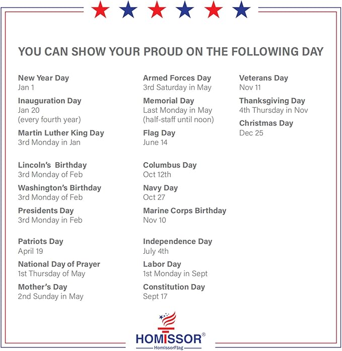 Homissor American Flag 10x15 for Outside US Flags Outdoor Heavy Duty United State USA Flag Embroidered Stars for All Weather High Wind Sewn Stripes With Brass Grommets