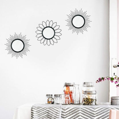 3 Pack Metal Mirrors for Wall Sunburst Wall Mirrors Home Décor Decorative - Image 3