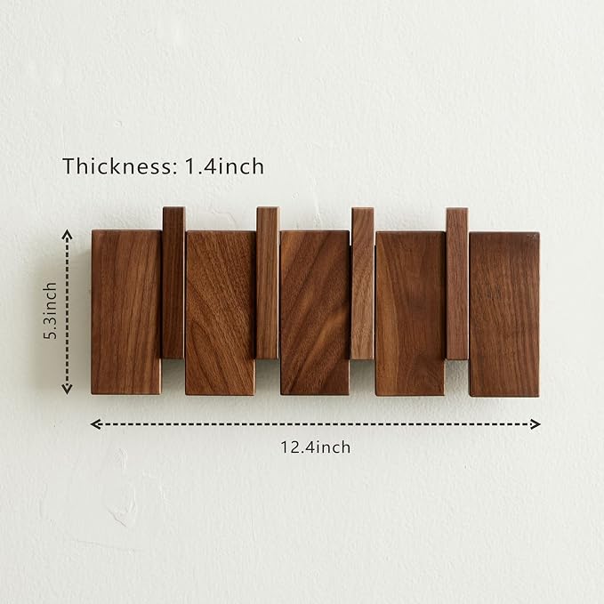 QUELLANCE Wooden Coat Hooks Wall Mounted, Coat Rack Hanger Wall Mount - Image 3
