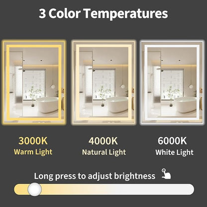 Koonmi 28"x20" LED Mirror for Bathroom, 90CRI Anti-Fog Vanity Mirror - Image 6