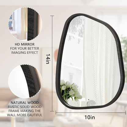 Irregular Wall Mirror Asymmetrical White Mirror Modern Wood Frame Unique Shape - Image 7