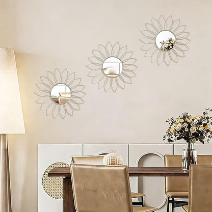 3 Pack Metal Mirrors for Wall Sunburst Wall Mirrors Home Décor Decorative - Image 3