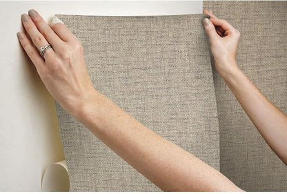 RoomMates RMK11694RL Tan Faux Grasscloth Weave Non-Textured Peel and Stick - Image 6